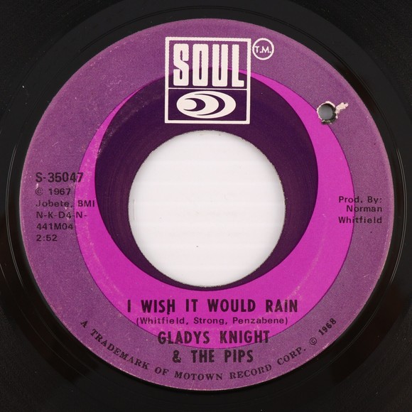Gladys Knight & The Pips I Wish It Would Rain/It's Summer 45 rpm 7" Vinyl Record - Picture 1 of 8